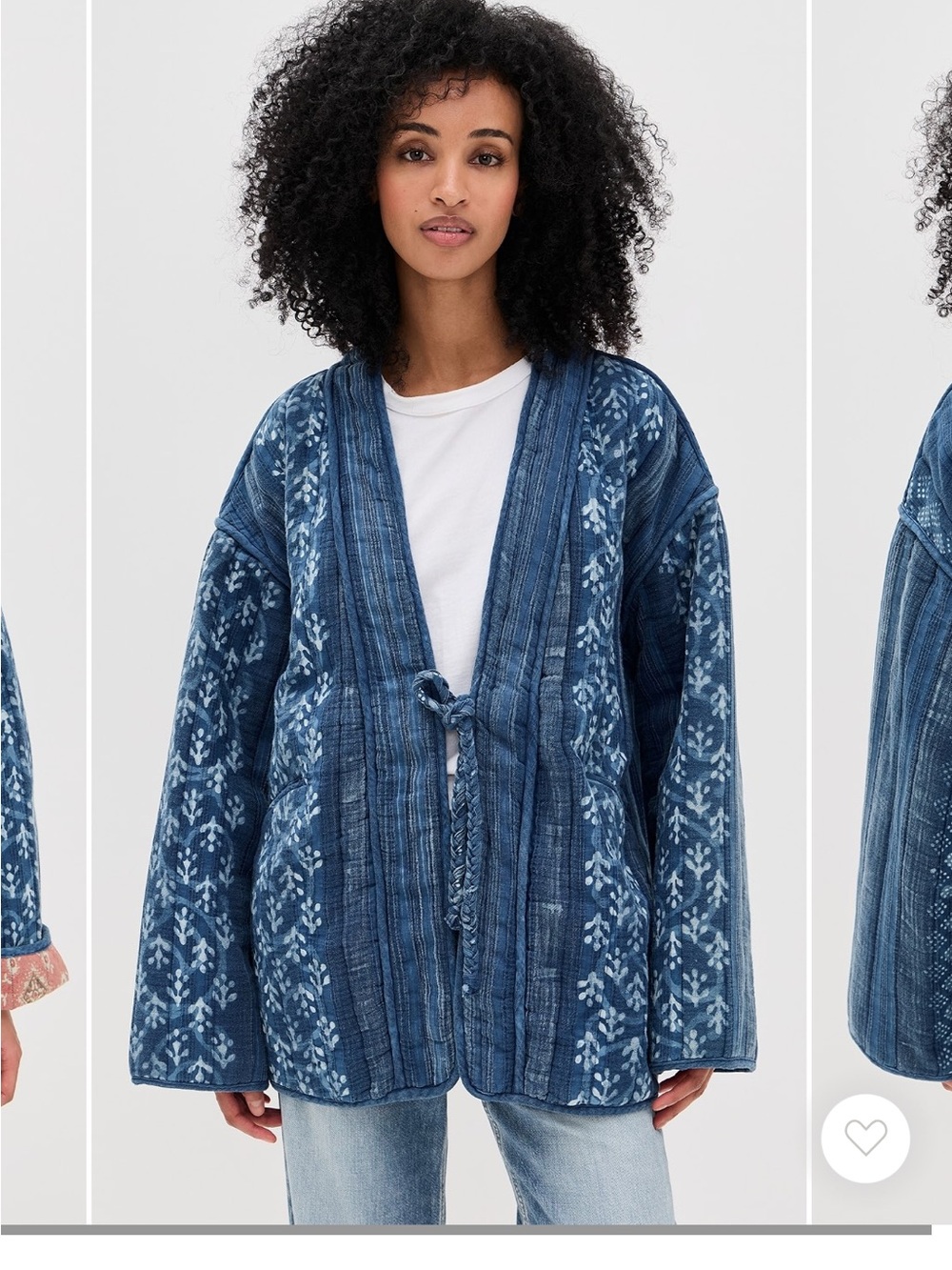 Faherty Indigo Blue Patterned Open-Front Cardigan